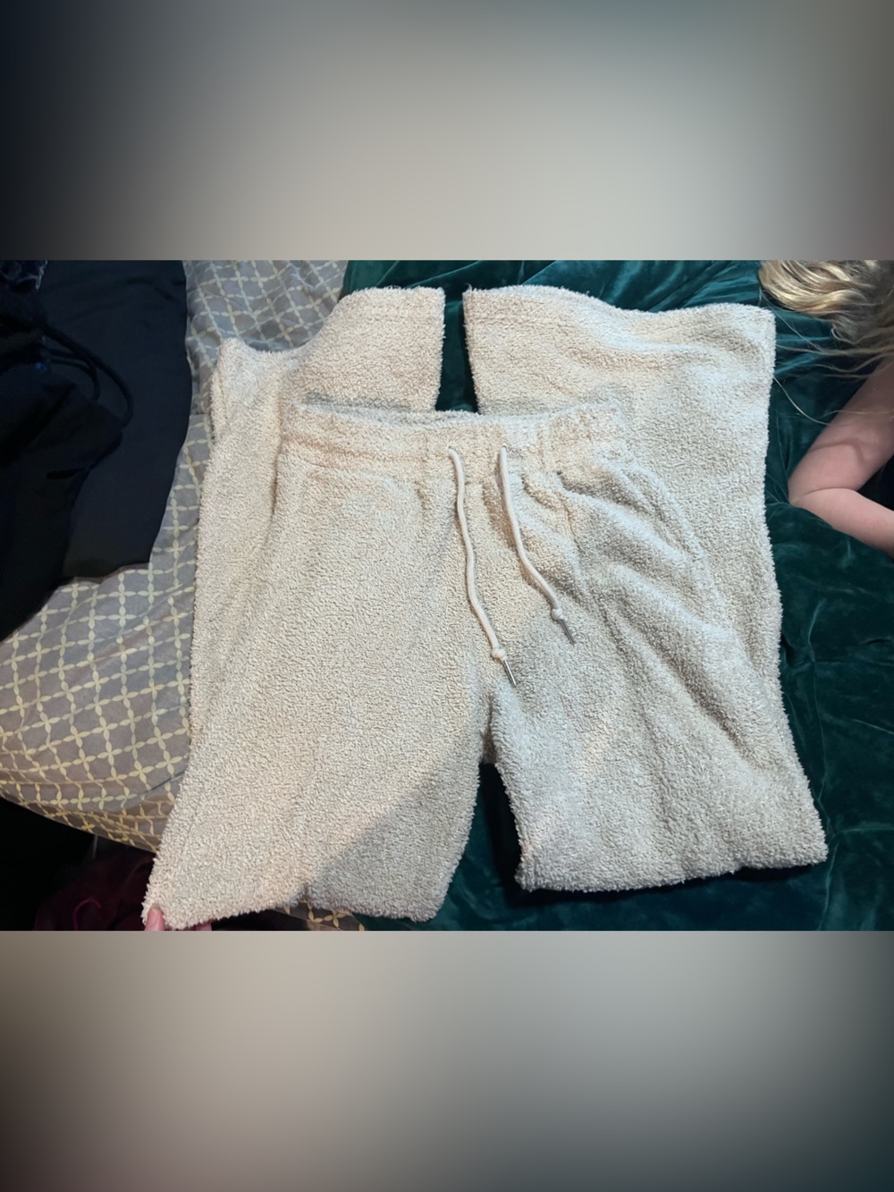 Cozy Cream Sherpa Drawstring Kids Shorts